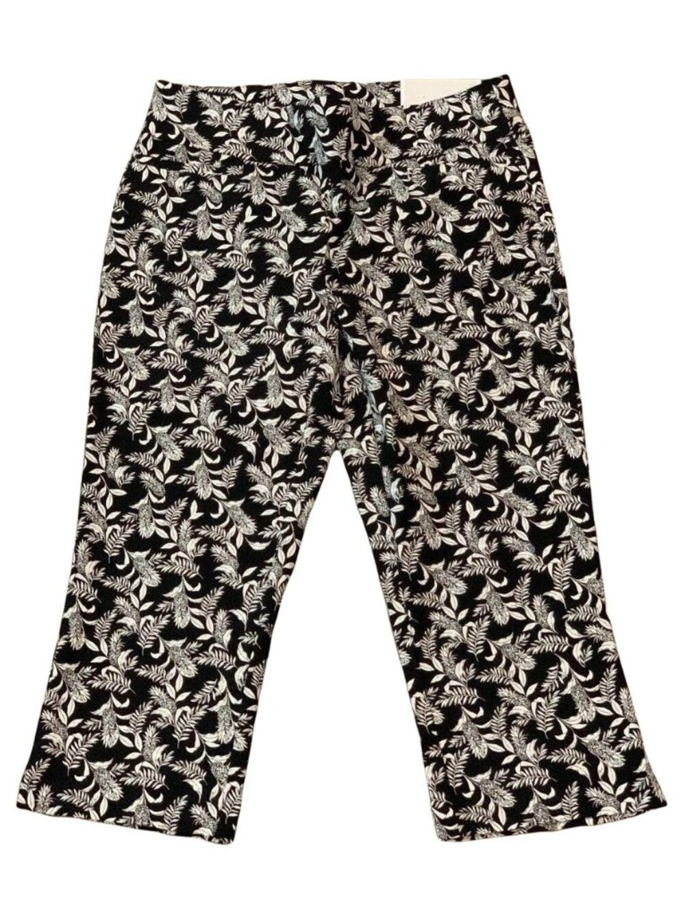 Christopher & Banks Crop Pants Signature Slimming 4 Black White Tropical Capri